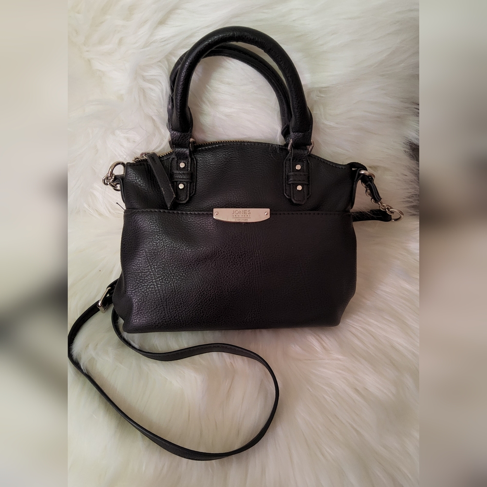Black Pebbled Leather Satchel Shoulder Bag